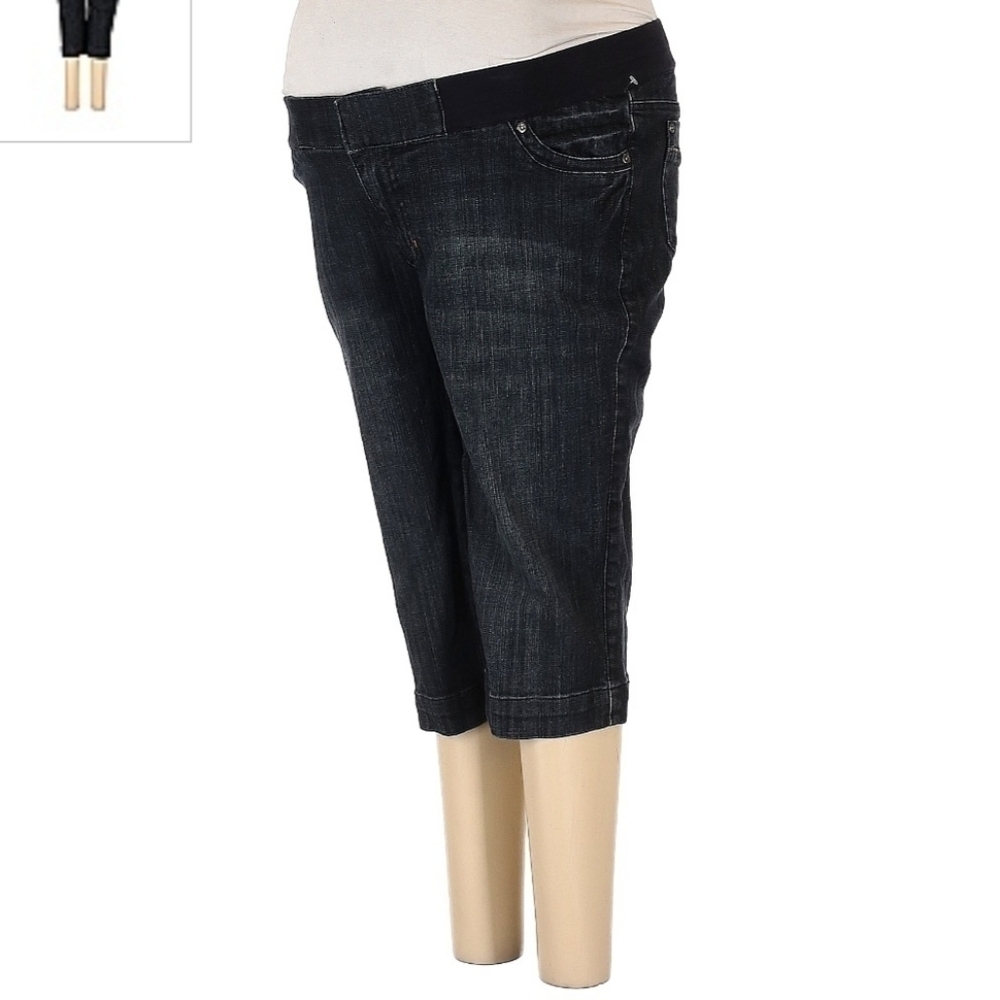 A.N.A. Maternity Dark Wash Blue Denim Cropped Jeans Stretch Waist Panel Small S